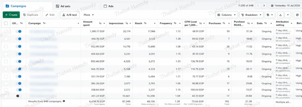 دراسة حالة: أداء شهر كامل بـROAS 13.36 لمتجر Chiffon0Store Media Buyer متخصص في Meta وTikTok وGoogle وSnapchat Ads، بخبرة 4+ سنوات في أسواق مصر والسعودية والإمارات والكويت.